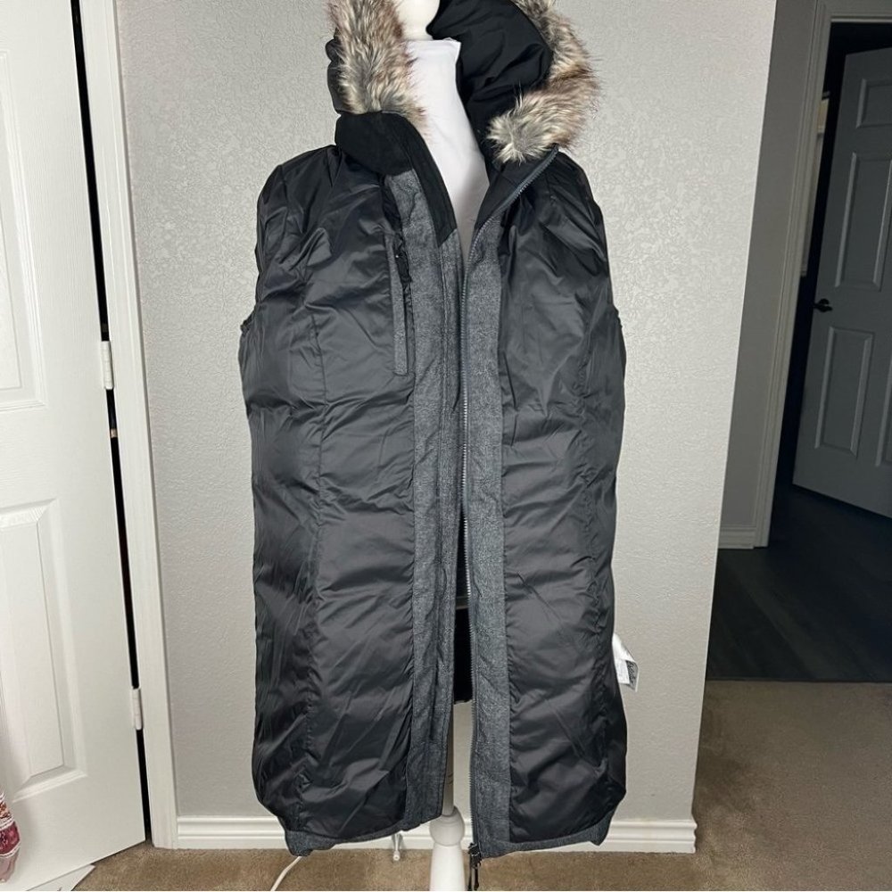 Eddie Bauer Gray Puffer Coat with Faux Fur Hood - Picture 6 of 9